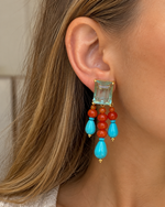 Brinco Square Pendentes Coral