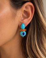 Brinco Neck Turquesa com Laranja