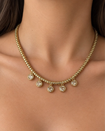 Colar 5 Cristais Dourado