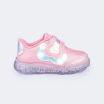 Tênis de LED Pampili Liz Luz Holográfico Rosa