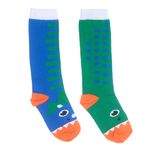 Meia Infantil Laranjeiras Dino Azul e Verde 3/4