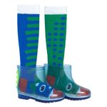 Meia Infantil Laranjeiras Dino Azul e Verde 3/4