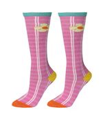 Meia Infantil Vitamina Rosa Chiclete Xadrez 3/4