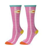 Meia Infantil Vitamina Rosa Chiclete Xadrez 3/4
