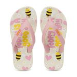 Chinelo Infantil Klin Acqua Kids Off White e Rosa Abelhinha