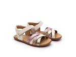 Sandália Tip Toey Joey Criss Cross Branca Champagne e Rosa