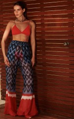 Calça Flare Chevron Azul