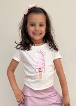 T-shirt Infantil Off White Sorvete com Laço