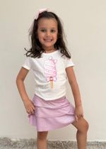 T-shirt Infantil Off White Sorvete com Laço
