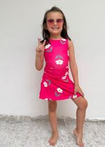 Shorts Saia Infantil Flores Fundo Rosa