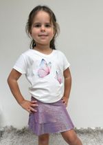 Shorts Saia Infantil Em Camadas Roxo Brilhante