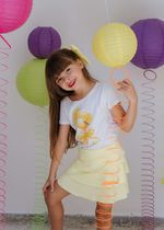 Shorts Saia Infantil Em Camadas Amarelo