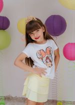 Shorts Saia Infantil Em Camadas Amarelo