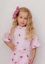 Cropped Infantil Oversized Cereja