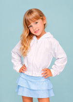 Jaqueta Infantil Corta Vento com Capuz Branca