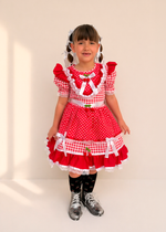 Vestido Junino Vermelho e Branco