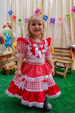 Vestido Junino Vermelho e Branco
