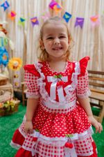 Vestido Junino Vermelho e Branco