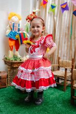 Vestido Junino Vermelho e Branco