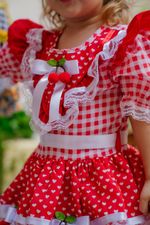 Vestido Junino Vermelho e Branco