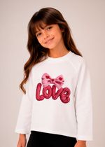 Moletinho Infantil Branco Love Laço Rosa