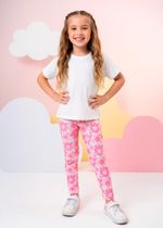 Legging Infantil Rosa Estampa Flores