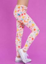Legging Infantil Rosa com Folhas Coloridas