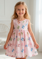 Vestido Infantil Rosa Laços Coloridos