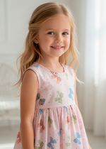 Vestido Infantil Rosa Laços Coloridos