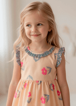 Vestido Infantil Laranja Florido