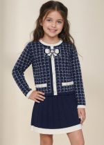 Conjunto Tricot em Linha Marinho Laço Branco