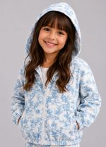 Jaqueta Infantil Com Capuz  Estampa Jouy Toile Azul