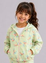 Jaqueta Infantil Com Capuz  Verde com Laço Colorido