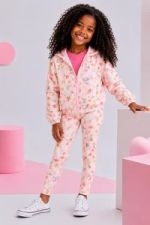 Conjunto Infantil Rosa com Folhas Coloridas