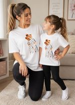 T-shirt Infantil Manga Curta Off White Ursa Roupa de Bolinha