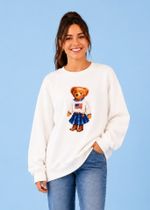 Moletom Adulto Branco Urso EUA