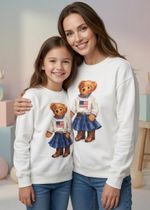 Moletom Adulto Branco Urso EUA