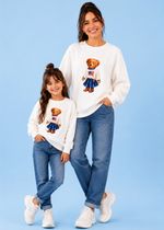 Moletom Adulto Branco Urso EUA