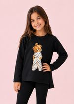 Moletinho Infantil Preto Ursa Roupa de Bolinha