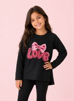 Moletinho Infantil Preto Love Rosa