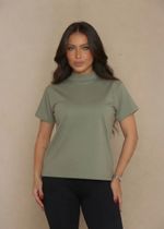 T-shirt Adulto Gola Alta Manga Verde Musgo