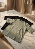 Kit com 3 Camisetas Adulto Gola Alta