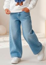Calça Jeans Wide Leg com Brilho