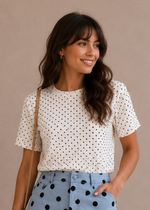 T-Shirt Adulto Poá Branca