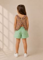 Conjunto Infantil Shorts Verde e Regata com Estampa Abstrata
