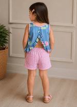 Conjunto Infantil Estampa Bolas Rosa Folhas Verde