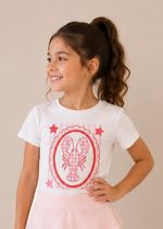 T-shirt Infantil Manga Curta Off White Lagosta
