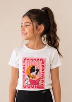 T-shirt Infantil Manga Curta Off White Cachorro com Livro