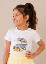 T-shirt Infantil Manga Curta Off White Praiana