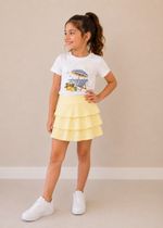 T-shirt Infantil Manga Curta Off White Praiana